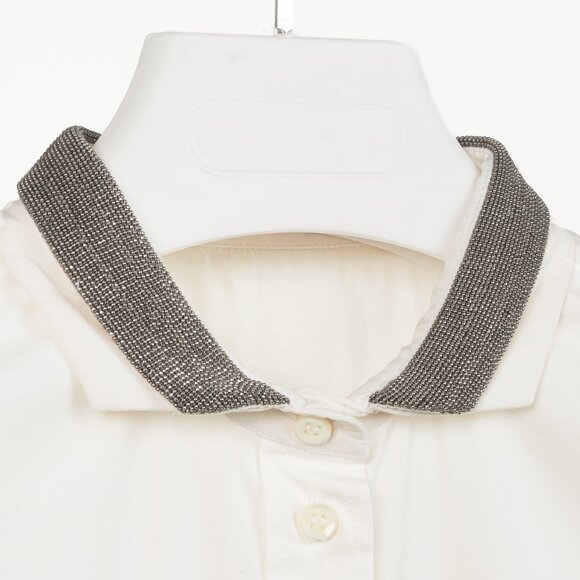 Brunello Cucinelli SS/17 Off-White Cotton Poplin Monili-Collar Shirt - Picture 4 of 13